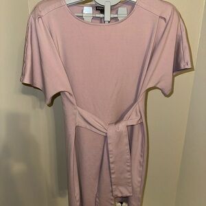 Express Mini Short-sleeve Tie-Waist Oversized T-Shirt Dress Solid Pale Pink